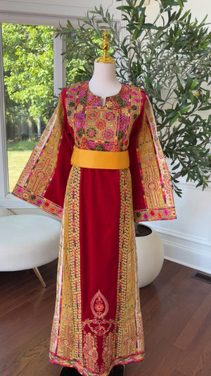 Burgundy Malaka Velvet Thobe