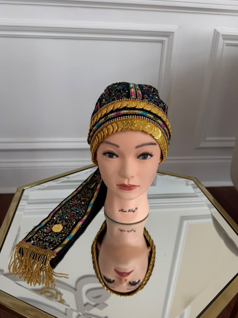 Blue Embroidery Tatreez Waka Head Piece
