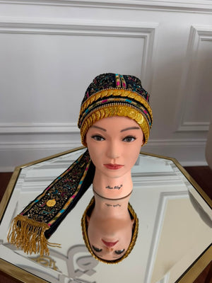 Blue Embroidery Tatreez Waka Head Piece