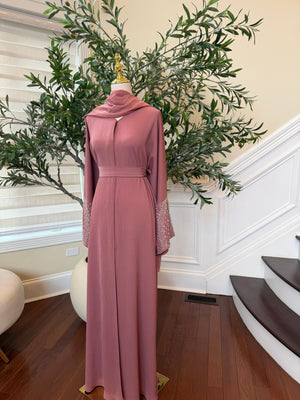 Pink Blush Rose Sleeve Abaya