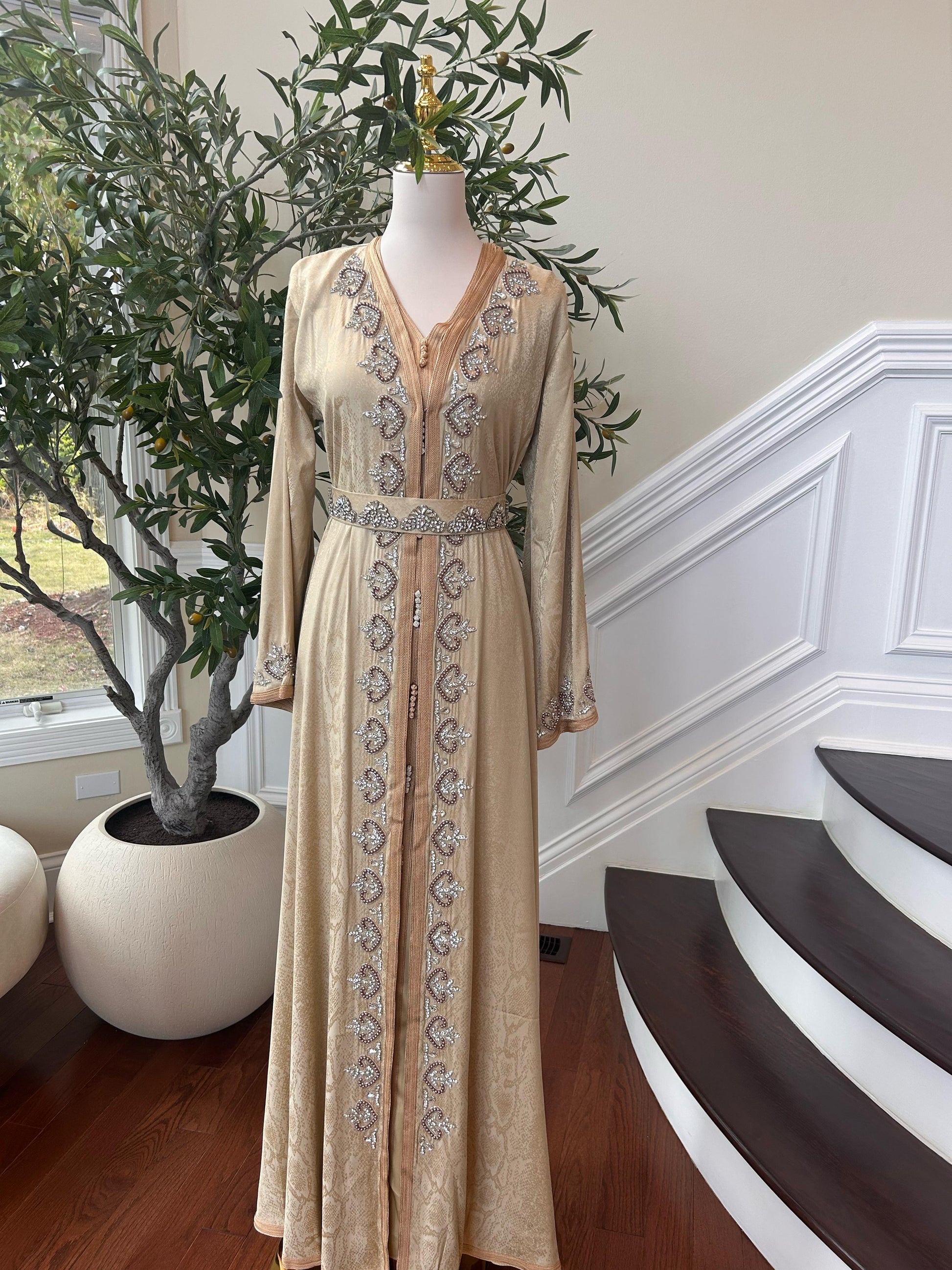 Golden Yellow Elegance Beaded Kuftan