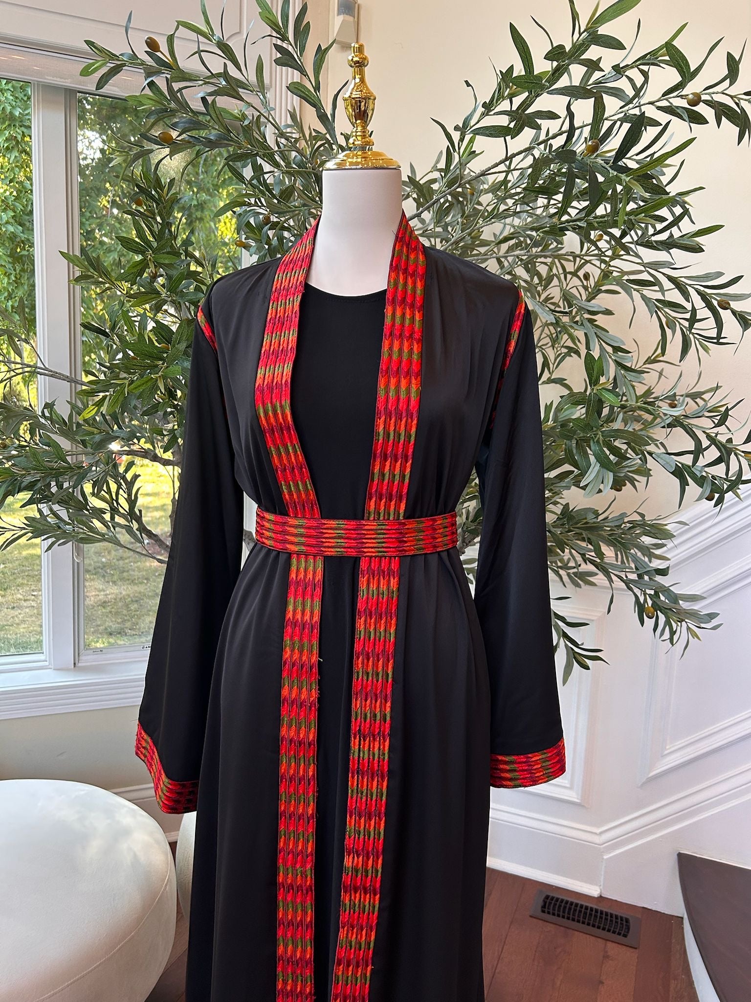 Black Embroidery Tatreez Thobe