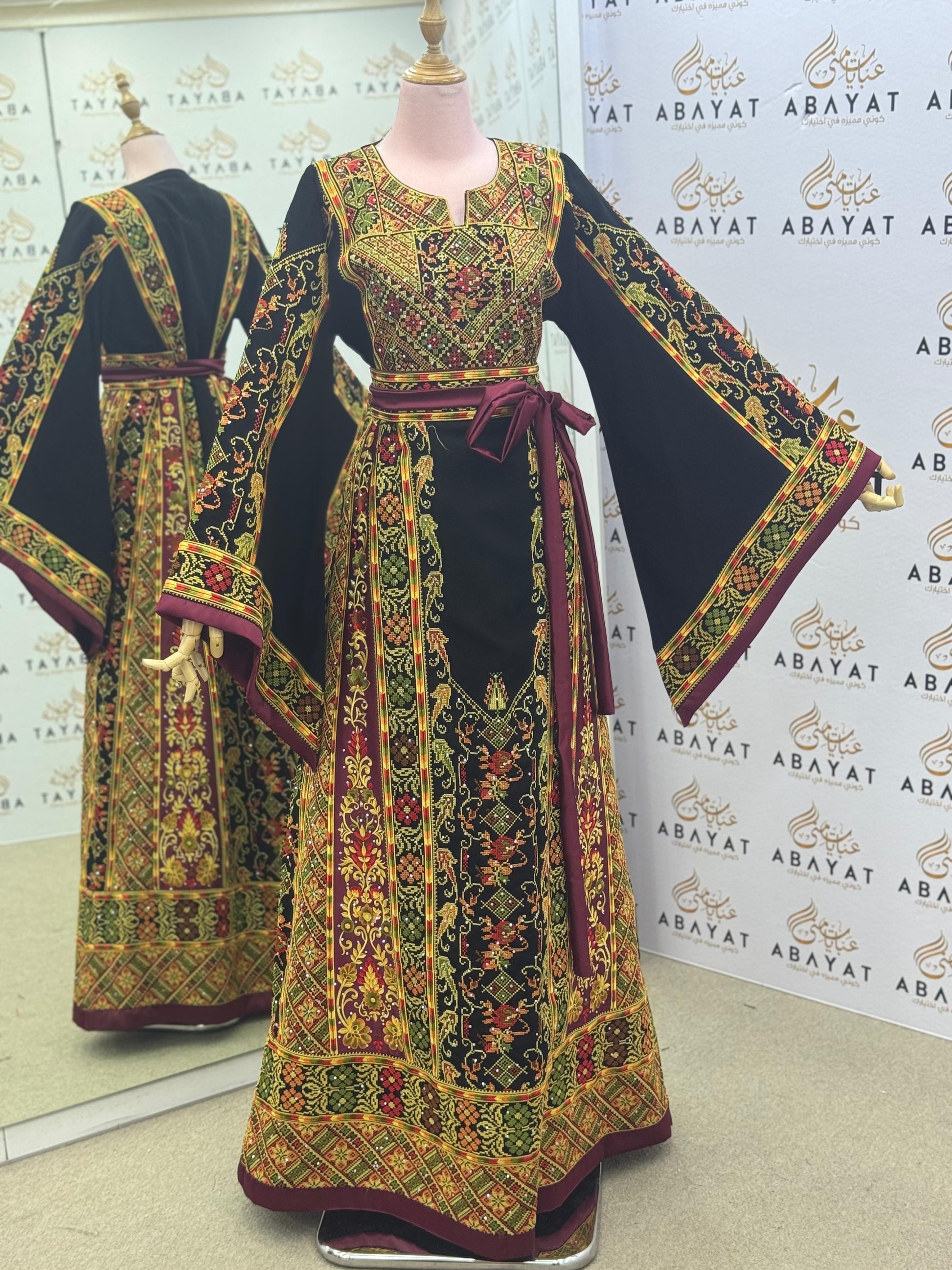 Royal Black & Burgundy Palestinian Tatreez Thobe