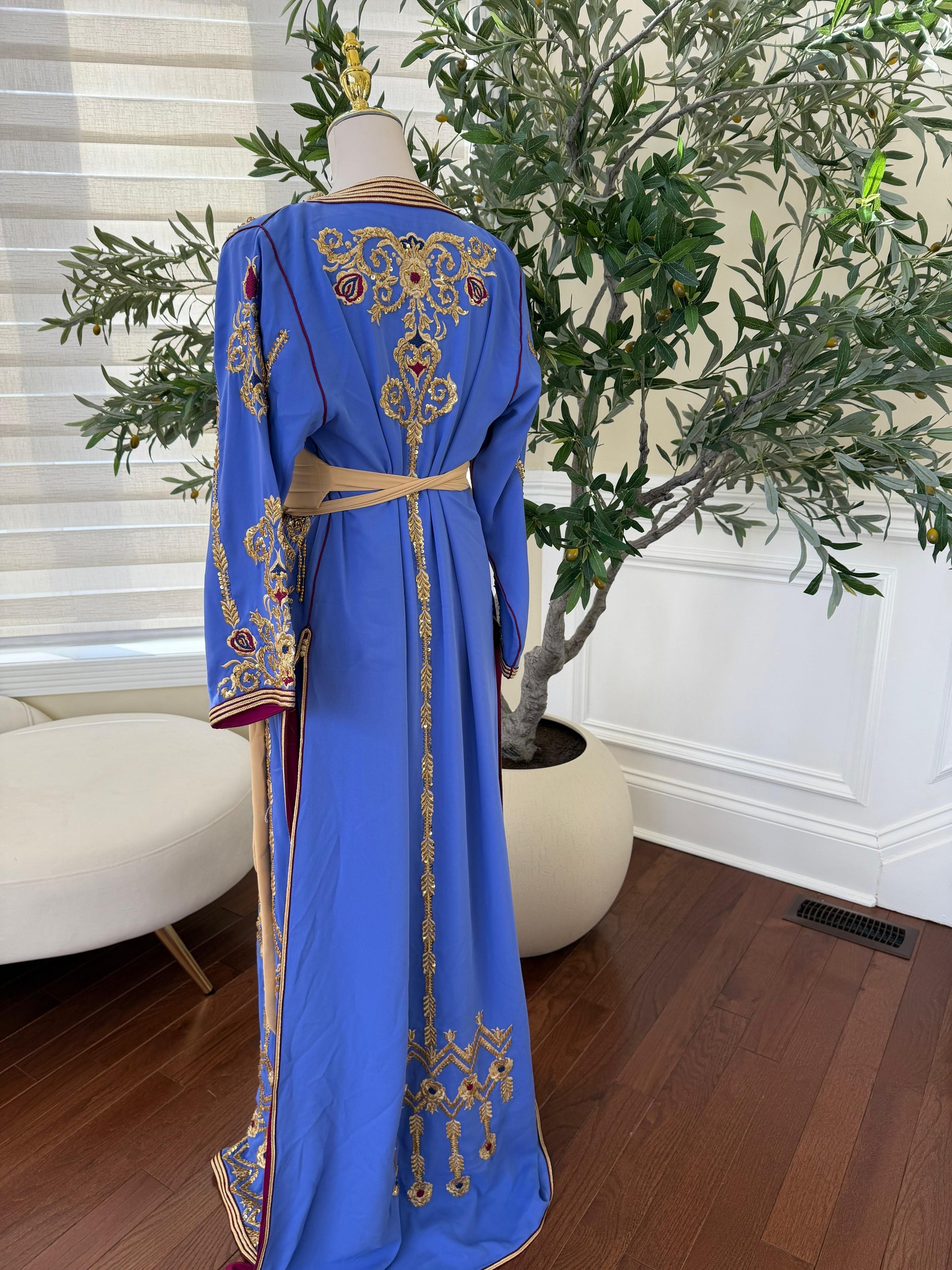 Lavender Golden Beaded Embroidery Kuftan
