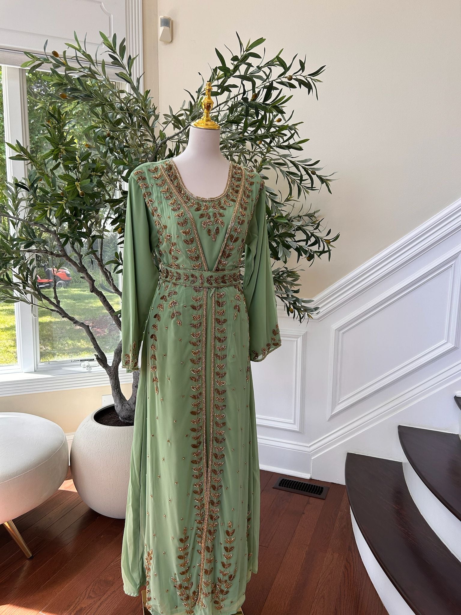 Mint Green Golden Charm Kuftan