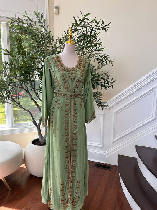 Mint Green Golden Charm Kuftan