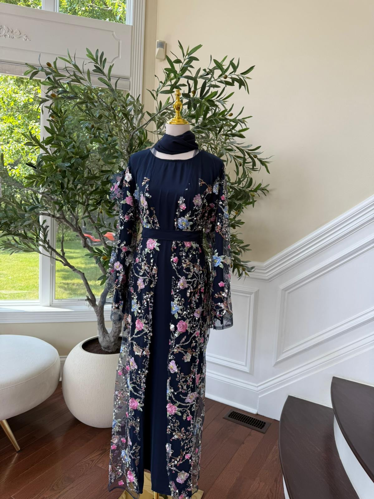 Celestial Blue Floral Abaya