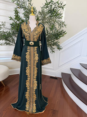 Green Royale Beaded Stone Kuftan