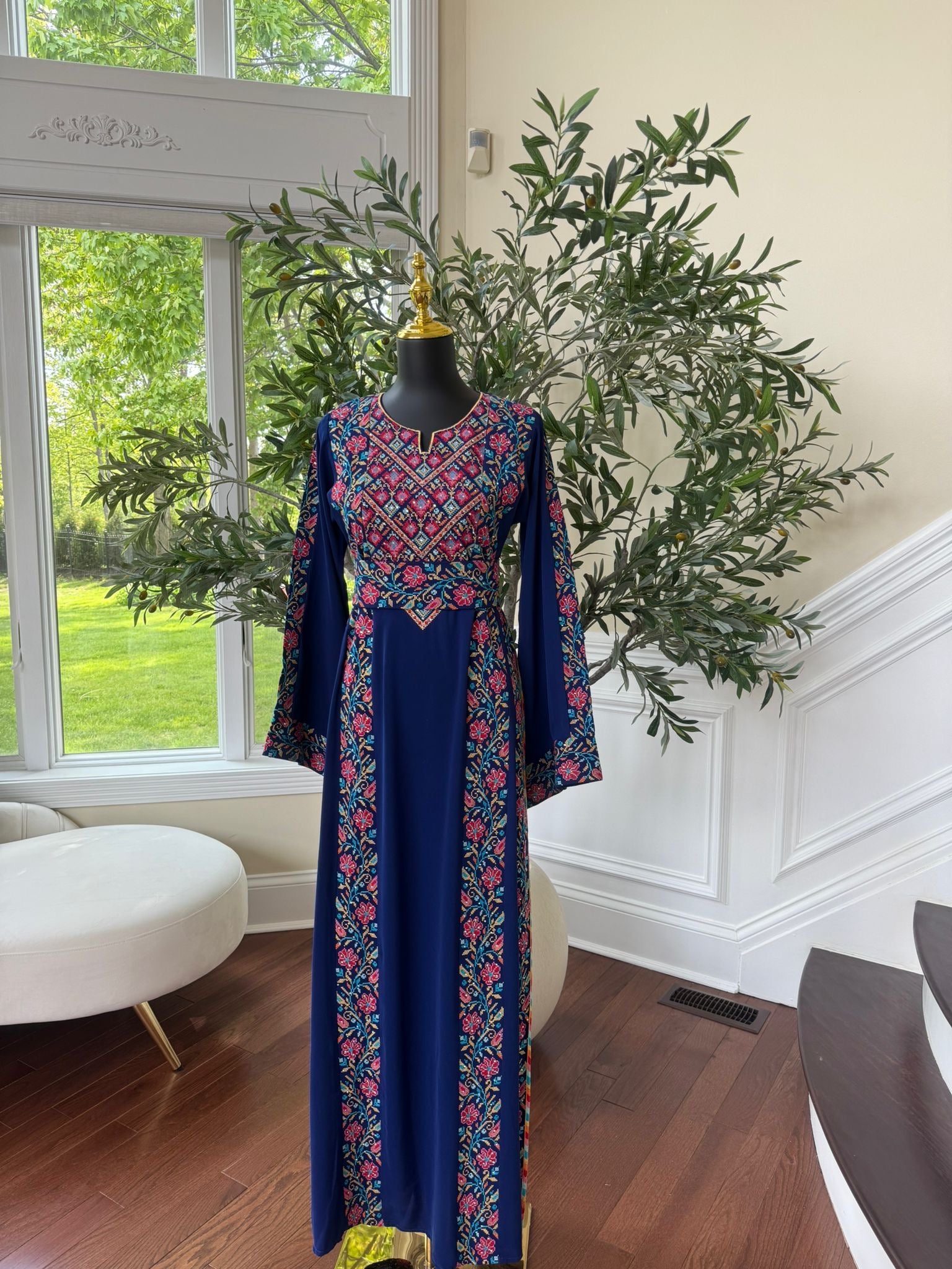 Elegant Blue Tatreez Thobe/A