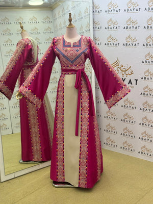 Pink Embroidery Tatreez Heritage Thobe