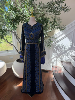 Royal Midnight Blue Embroidered Traditional Thobe (scarf not included)