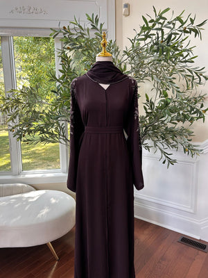 Purple Floral Sleeve Charm Abaya