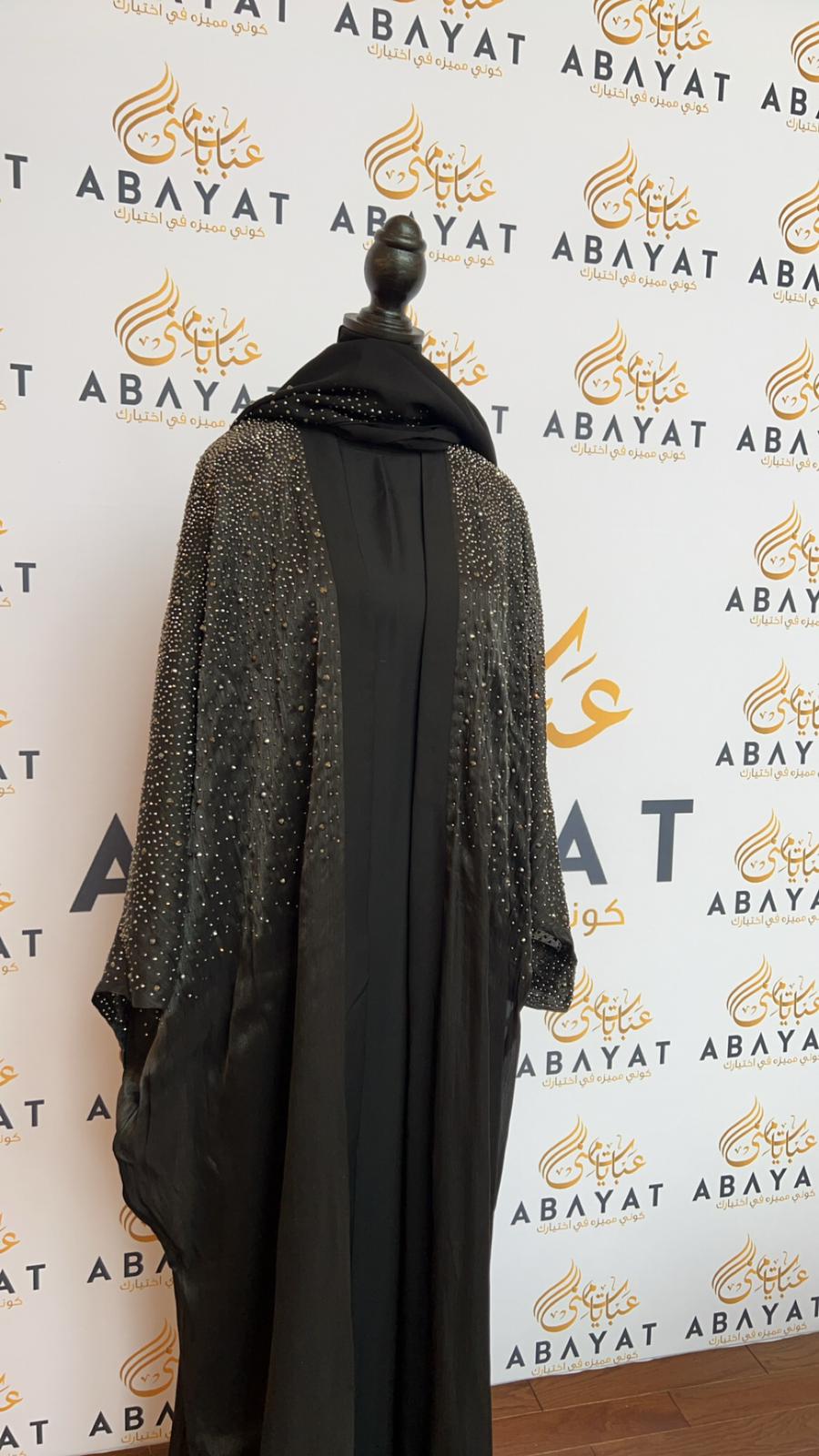 Elegant Black Sparkled Abaya Set with Coordinating Hijab
 #8097632