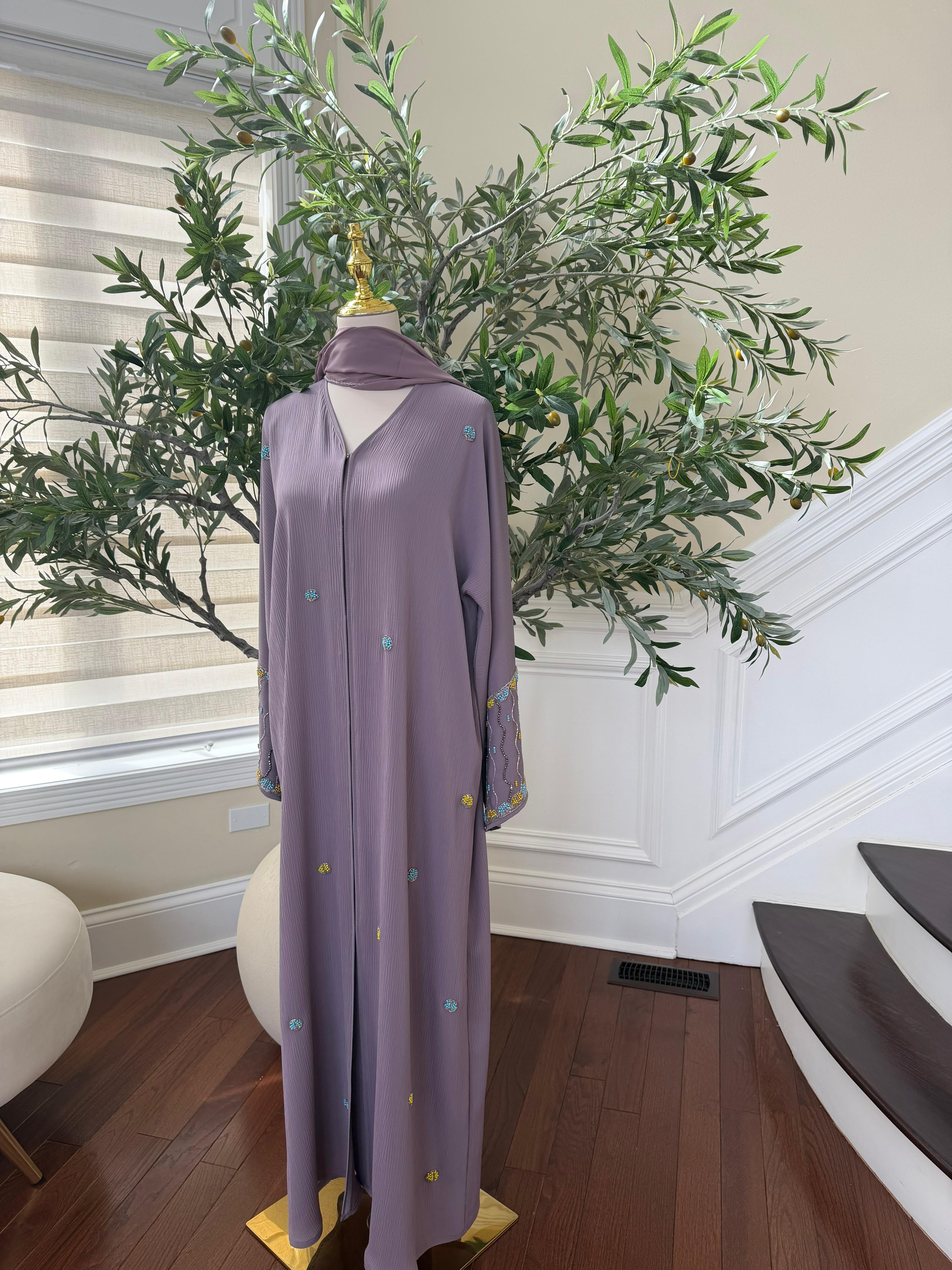 Lavender Charm Sleeve Detail Abaya