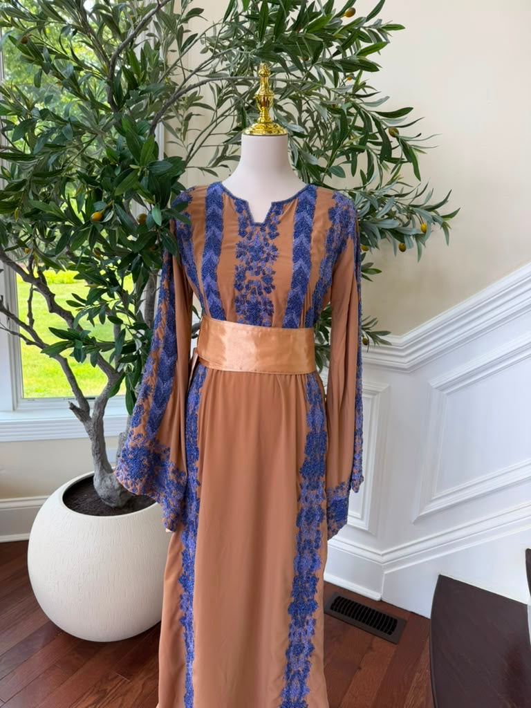 Peach Royale Blue Beaded Thobe