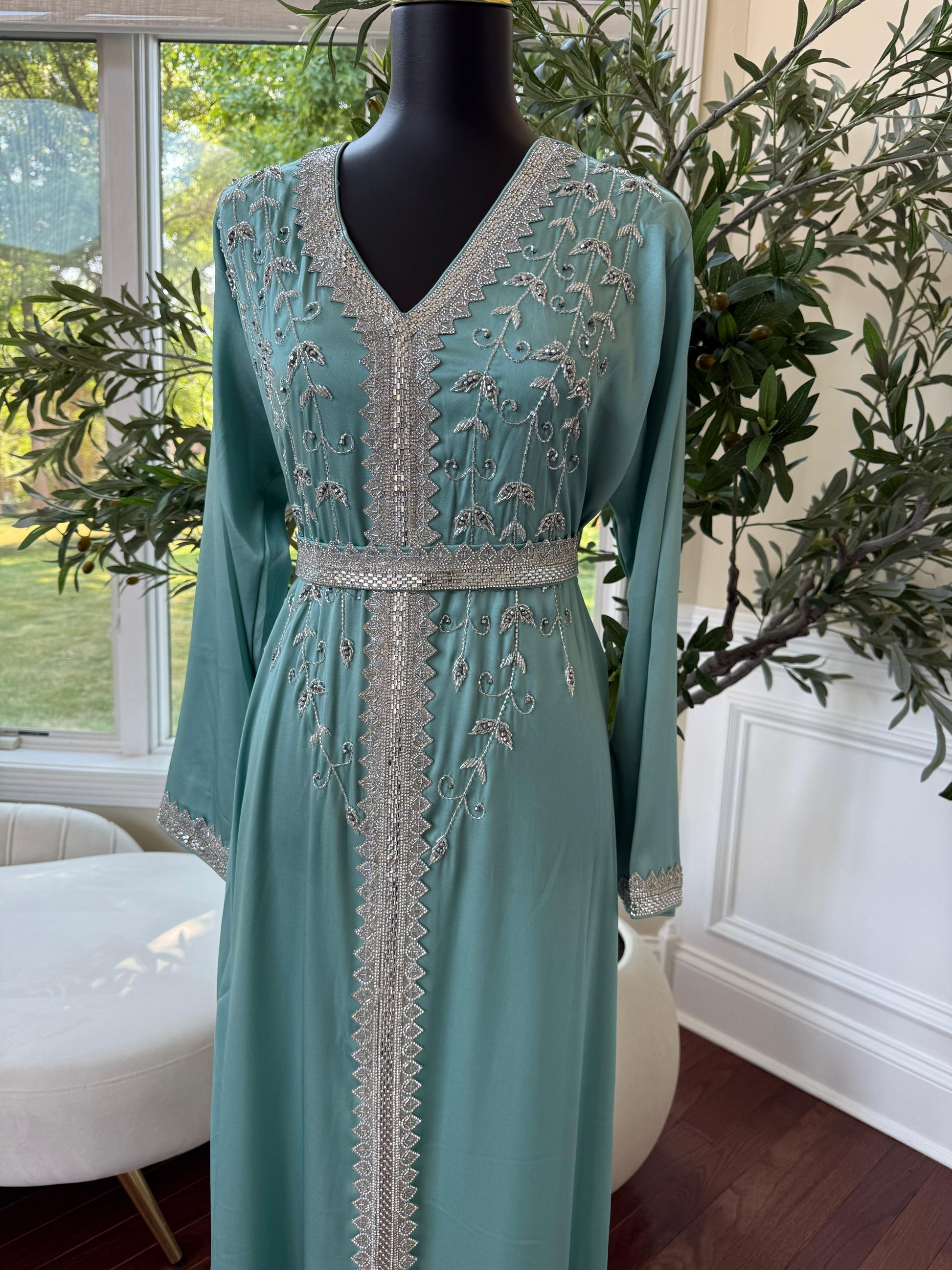 Mint Blue Floral Essence Kuftan