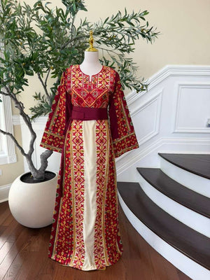 Cream Embroidery Tatreez Sabal Kharaz Thobe