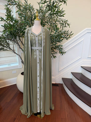 Olive Majesty Beaded Kuftan
