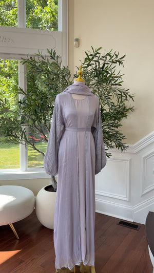 Lavender Grey Sparkle Grace Two-Piece Abaya