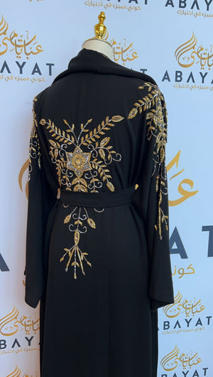 Floral Black Nada Fabric Abaya