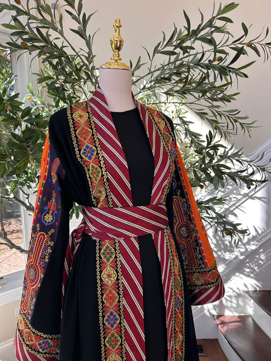 Black Embroidery Tatreez Embellished Thobe