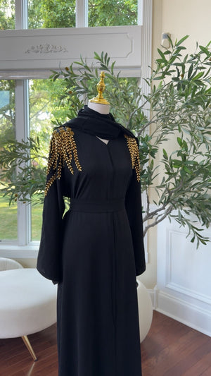 Golden Black Stone Abaya