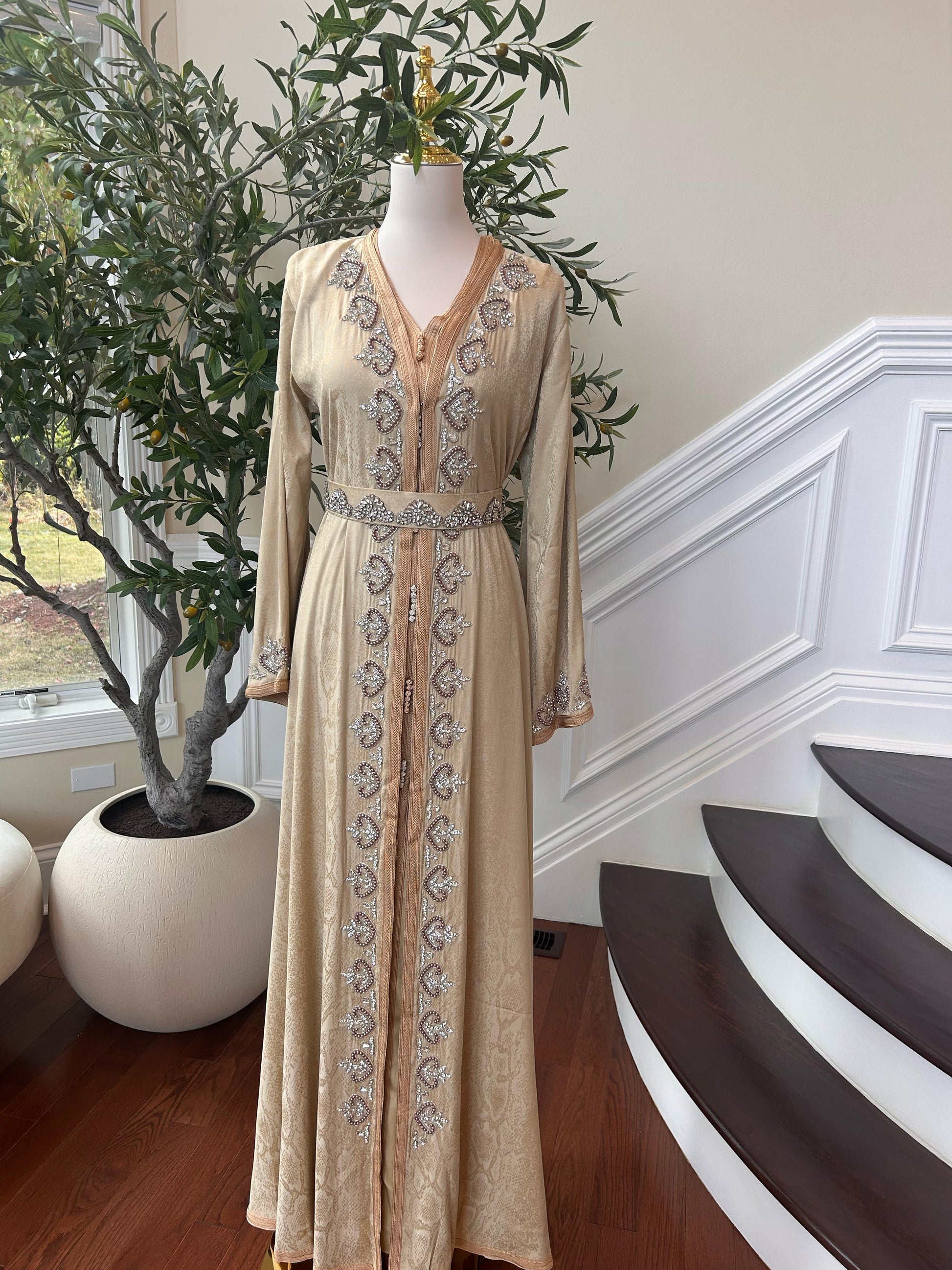 Golden Yellow Elegance Beaded Kuftan