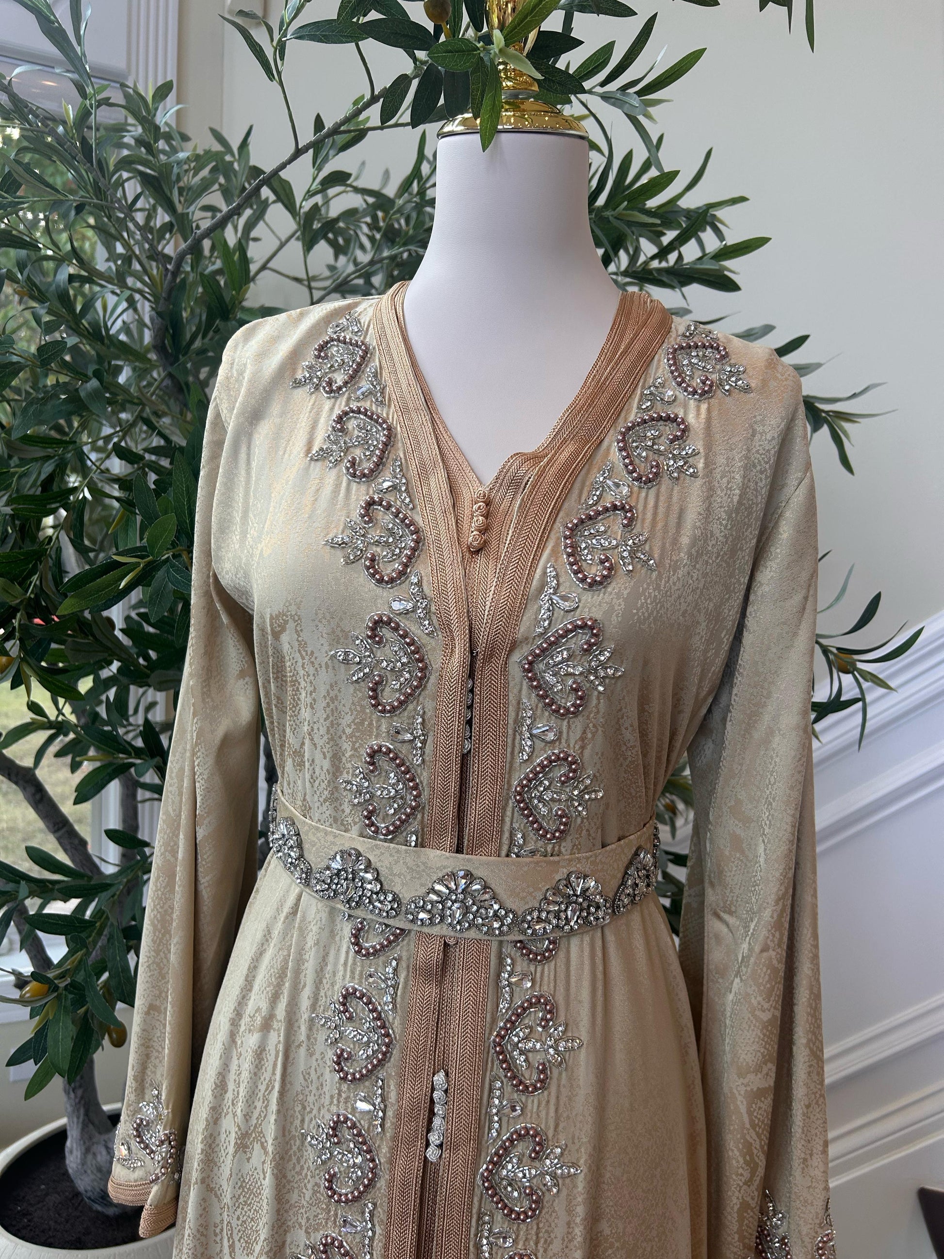 Golden Yellow Elegance Beaded Kuftan