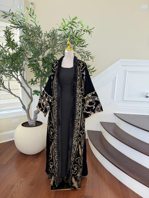 Black Serenity Velvet Cardigan Abaya