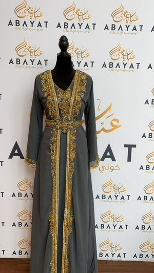 Luxurious Grey and Gold Kuftan #8097721