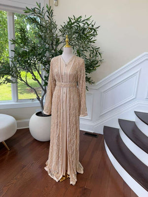 Beige Beaded Two Piece Kuftan
