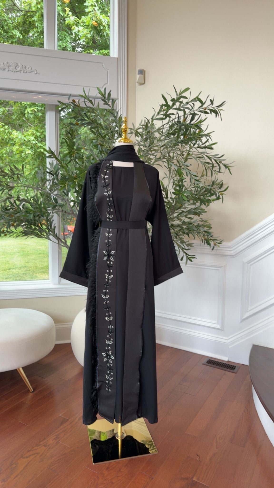 Nada Fabric Black Abaya – Embroidered Detail with Graceful Flow