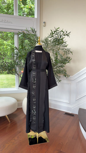 Nada Fabric Black Abaya – Embroidered Detail with Graceful Flow