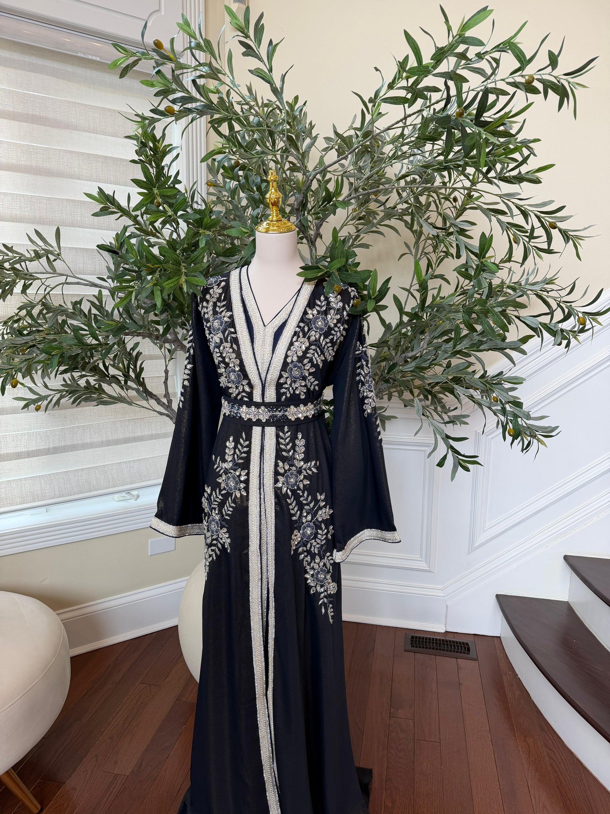 Blue Rose Beaded Royale Kuftan