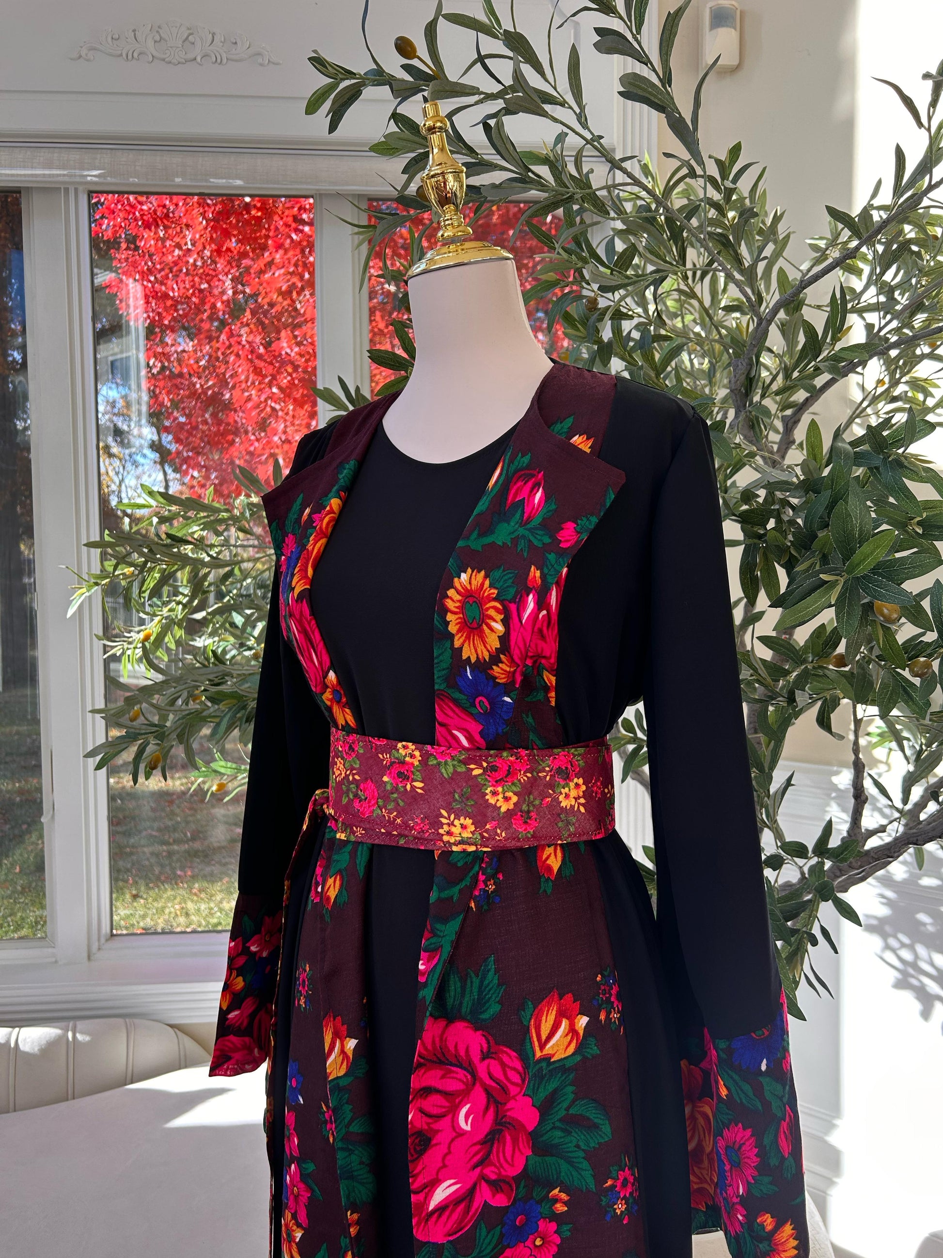 Floral Two Piece Cardigan Thobe