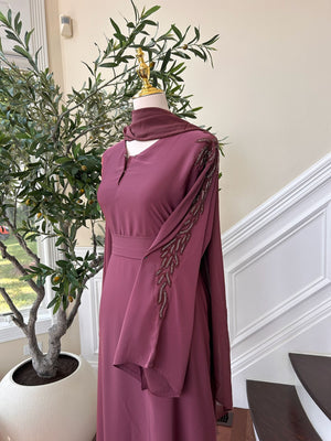 Pink Floral Sleeve Charm Abaya