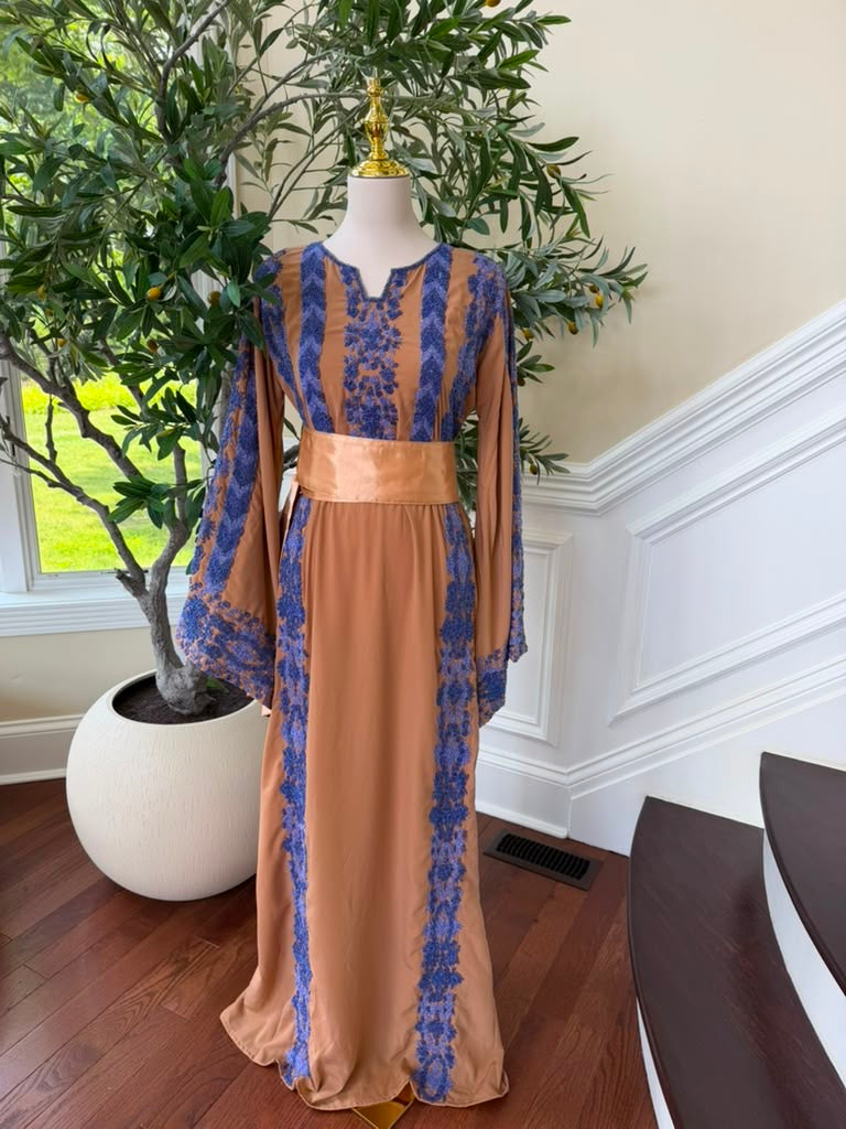 Peach Royale Blue Beaded Thobe