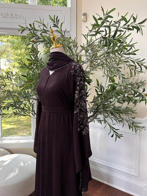 Purple Floral Sleeve Charm Abaya