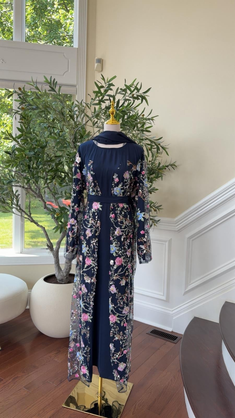 Celestial Blue Floral Abaya