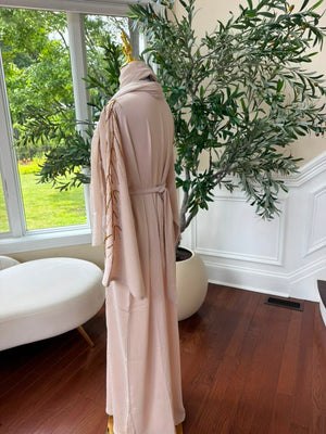 Cream Golden Beaded Abaya