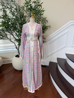 Embroidery Sequene White Kuftan