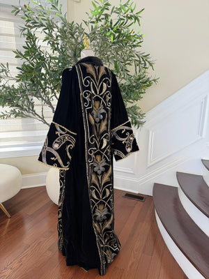 Black Serenity Velvet Cardigan Abaya