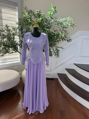 Elegant Lavender Embroidered Two-Piece Gown