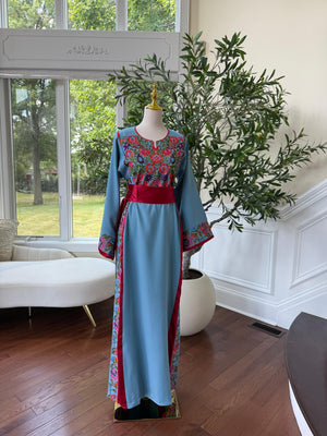 Blue Embroidery Tatreez Thobe