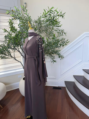 Faded Purple Floral Charm Abaya