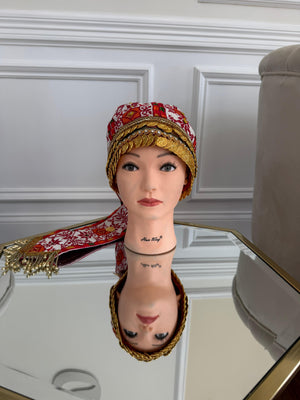 White Embroidery Tatreez Coin Head Piece