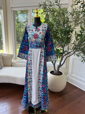 Blue Embroidery Tatreez Thobe /A