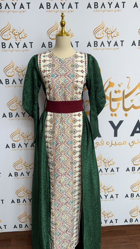 Elegant Green Tatreez Dress