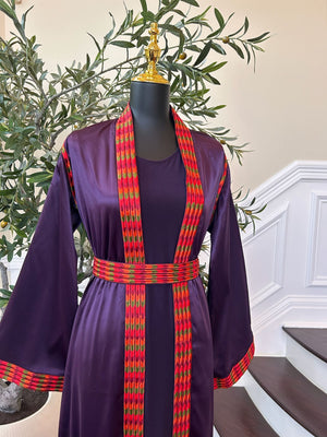 Elegant Purple Tatreez Two Piece Thobe