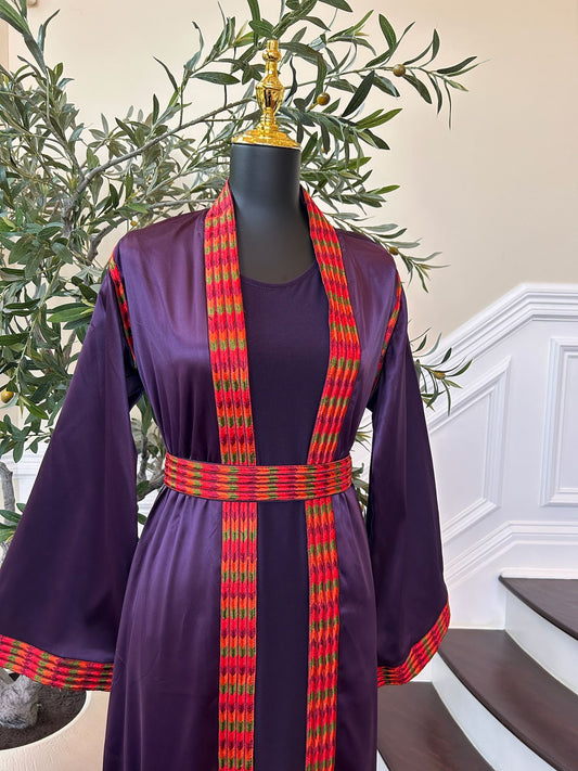 Elegant Purple Tatreez Two Piece Thobe